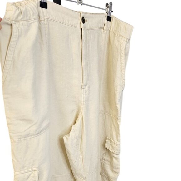 Anthropologie Pilcro Slim Linen Blend Beach Cargo Pants Ivory Size XL NWT - Picture 12 of 13